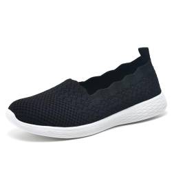 Puxowe Damen Slip On Sneaker Leichte Atmungsaktiv Sportschuhe Turnschuhe Bequem Freizeitschuhe Walking Schuhe Outdoor Fitness 36.5 EU Black von Puxowe