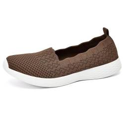 Puxowe Damen Slip On Sneaker Leichte Atmungsaktiv Sportschuhe Turnschuhe Bequem Freizeitschuhe Walking Schuhe Outdoor Fitness 36.5 EU Dark Brown von Puxowe