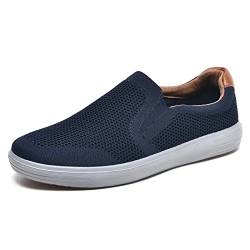 Puxowe Herren Slip On Schuhe Mesh Casual Sneaker Flach Shoes Leicht Freizeitschuhe 40 EU Marine von Puxowe