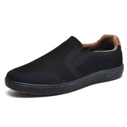 Puxowe Herren Slip On Schuhe Mesh Casual Sneaker Flach Shoes Leicht Freizeitschuhe 42 EU Alles Schwarz von Puxowe