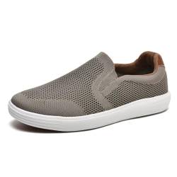 Puxowe Herren Slip On Schuhe Mesh Casual Sneaker Flach Shoes Leicht Freizeitschuhe 43 EU Khaki von Puxowe