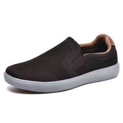 Puxowe Herren Slip On Schuhe Mesh Casual Sneaker Flach Shoes Leicht Freizeitschuhe 45 EU Braun von Puxowe