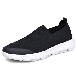 Puxowe Herren Slip On Schuhe Stricken Atmungsaktiv Leicht Freizeitschuhe Sneaker Shoes Männer 40 EU Schwarz von Puxowe