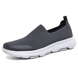 Puxowe Herren Slip On Schuhe Stricken Atmungsaktiv Leicht Freizeitschuhe Sneaker Shoes Männer 40 EU Tief Grau von Puxowe