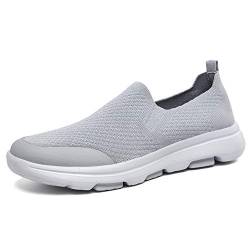 Puxowe Herren Slip On Schuhe Stricken Atmungsaktiv Leicht Freizeitschuhe Sneaker Shoes Männer 42 EU Hellgrau von Puxowe