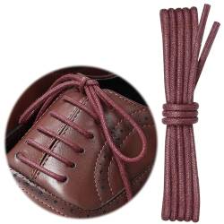 Puzeam 2 Paar Runde Business Schnürsenkel - 3 mm dünn gewachste Schuhbänder ideal für Anzugschuhe, Lederschuhe, Herrenschuhe, Oxford, Damen und Herren Ersatzschnürsenkel - Weinrot 100 von Puzeam