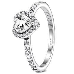 Ringe Frauen Damen Ring Promise Ring Verlobungsring Ring Damen Ring Silber 925 Damen Weiß Heart Eheringe Silber Ringe 925 Frauen-56（17.8） von Puzemle