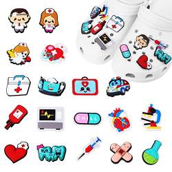 18PCS Schuhanhänger Charms für Schuhe,Cartoon Medizinischem Thema Schuhanstecker Umfassen Ärzte Krankenschwestern Krankenwagen,PVC Schuhdekoration Anhänger CLOG Charms für Mädchen Jungen Frauen Männer von Pwsap