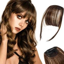 2 Pcs Clip in Pony Haarverlängerung Haarteil, Clip in Fransen Fringe Bangs Verlängerung Haarteil Extensions Bangs natürliche Fringe Dünn Bang für Frauen Mädchen, One Piece In Front Hair, Hellbraun von Pwsap