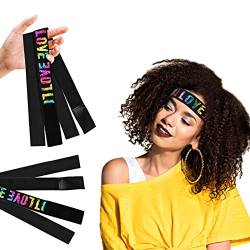 3 Packungen Perückenband mit Klettband, Elastisches Band für Perückenkante Schmelzband für Perücke mit Klettverschluss Verstellbares Gummiband für Perücke mit Haarkantenbürste und Kamm,Bunt LOVE von Pwsap