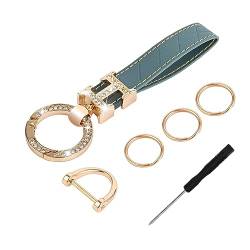 Auto Schlüsselanhänger aus Leder mit Strass, Bling Schlüsselanhänger Ring Strap, Stylischer Autoschlüssel für Autoschlüssel, Universal Key Fob für Damen Frauen, 360 Grad drehbar, D-Ring, 3 Keyrings von Pwsap