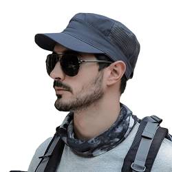 Pyrafox Herren Army Cap: Sommer Schildmütze & Sonnenhut - Männer Military Cuba Basecap, Baseball Schildkappen, Mütze, Hut - Kopfbedeckung für Army & Sommer, Groß Kopf XL XXL 61 62 63 cm grau von Pyrafox