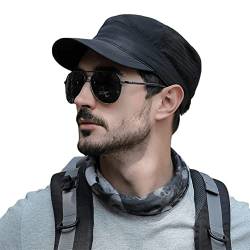 Pyrafox Herren Army Cap: Sommer Schildmütze & Sonnenhut - Männer Military Cuba Basecap, Baseball Schildkappen, Mütze, Hut - Kopfbedeckung für Army & Sommer, Groß Kopf XL XXL 61 62 63 cm schwarz von Pyrafox