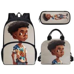 Pzuqiu 3-teiliges Rucksack-Set, 43,2 cm, Schultasche mit Lunchtasche und Stiftebox, Grundschüler, Büchertaschen für Camping, Cool Boy von Pzuqiu