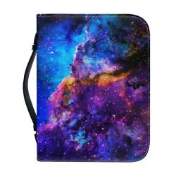 Pzuqiu Bibeltasche für Frauen und Mädchen, PU-Leder, Bibeltragetasche mit Griff, tragbar, wasserdicht, Bibelstudiumszubehör, Galaxy, 2XL-12"x9"x2.4" von Pzuqiu