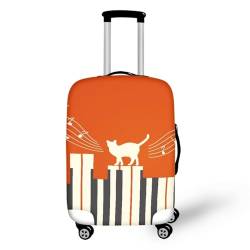 Pzuqiu Gepäckabdeckung, Kofferabdeckung, passend für 45,7 - 81,3 cm große Koffer, Reisezubehör, Orange Piano Cat, S (18-21 inch suitcase) von Pzuqiu