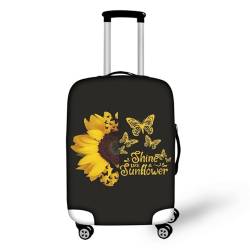 Pzuqiu Gepäckabdeckung, dehnbarer Koffer-Schutz, kratzfest, Reisekoffer-Abdeckung, Sonnenblumen-Wort, L (25-28 inch suitcase) von Pzuqiu