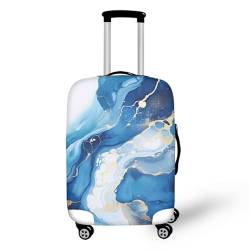 Pzuqiu Gepäckabdeckung, elastisch, waschbar, Koffer-Schutz, Reisekoffer-Abdeckung für Kinder und Erwachsene, Blauer Marmor, M (22-24 inch suitcase) von Pzuqiu