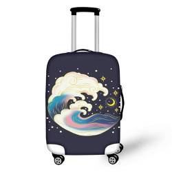Pzuqiu Gepäckabdeckung, elastisch, waschbar, Koffer-Schutz, Reisekoffer-Abdeckung für Kinder und Erwachsene, Ocean Wave, L (25-28 inch suitcase) von Pzuqiu