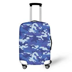 Pzuqiu Gepäckabdeckung, elastisch, waschbar, Koffer-Schutz, Reisekoffer-Abdeckung für Kinder und Erwachsene, blau camouflage, S (18-21 inch suitcase) von Pzuqiu