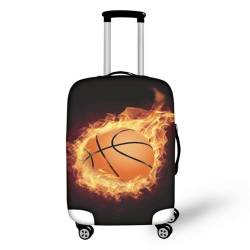 Pzuqiu Reisegepäckhülle, Polyester, Kofferschutz, waschbare Gepäckhüllen, Feuer-Basketball, L (25-28 inch suitcase) von Pzuqiu