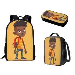 Pzuqiu Schulrucksack-Set mit 3 Kinderrucksäcken mit Lunchbox und Federmäppchen für Grundschüler, Büchertaschen-Set, Rucksack für Jungen von Pzuqiu