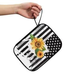Pzuqiu Uhrenarmband-Organizer, Motiv: USA-Flagge, Sonnenblume, stilvolle Reise-Armband-Aufbewahrungstasche, tragbare Uhrenarmband-Box für Männer und Frauen, Armbandhalter, Reisetasche von Pzuqiu