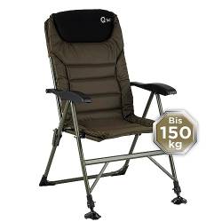 Q-Tac Angelstuhl 150 kg [Stabil, bequem & belastbar] Karpfenstuhl klappbar mit verstellbarer Rückenlehne & extragroßen Schlammfüße - Anglerstuhl mit höchsten Sitzkomfort, Angler Stuhl & Campingstuhl von Q-Tac