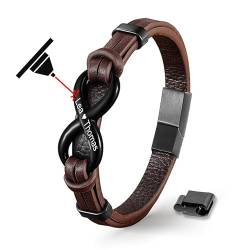 UNIQAL | Personaliesiertes Lederarmband mit Gravur "SHAPE" Herren Damen | Leather Bracelet mens | Magnetverschluss | handgemacht in Germany (Braun Infinity, 21) von Q UNIQAL STORE GERMANY