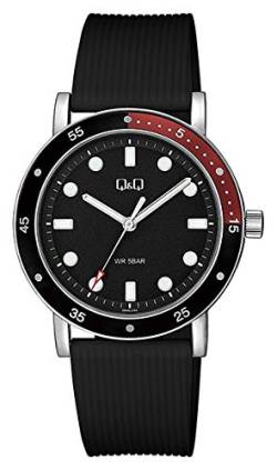 Q&Q Damen-Armbanduhr, analog, schwarzes Zifferblatt, QB85J302Y, Schwarz, Armband, Schwarz/schiere Freude, Riemen von Q&Q