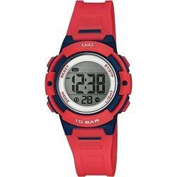 Q&Q Damen Digital Chronograph Sportuhr Harz Band, Rot/Ausflug, einfarbig (Getaway Solids), Sport von Q&Q