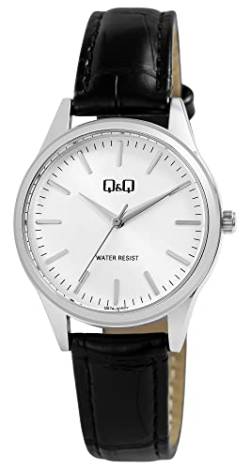Q&Q Damen-Uhr Kunstleder Dornschließe 3 Bar Analog Quarz Q57A-005PY von Q&Q