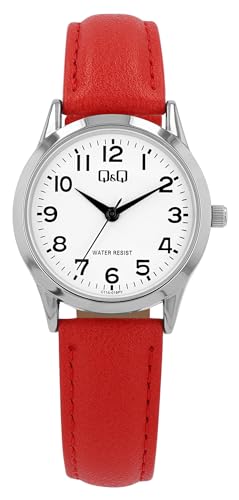 Q&Q Damen-Uhr Leder Armband Dornschließe 3 Bar Analog Quarz von Q&Q