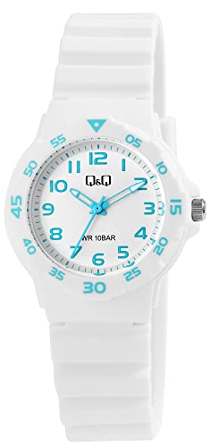 Q&Q Damen-Uhr Silikon Armband Dornschließe 10 Bar Analog Quarz von Q&Q