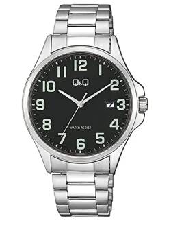 Q&Q Herren-Uhr Edelstahl Gliederarmband 3 Bar Datum Analog Quarz (silberfarbg schwarz) von Q&Q