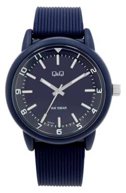 Q&Q Herren-Uhr Silikon 10 Bar Leuchtzeiger Leuchtindexe Analog Quarz (blau) von Q&Q