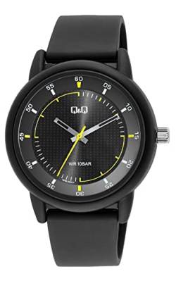 Q&Q Herren-Uhr Silikon Dornschließe 10 Bar schwarz Analog Quarz (schwarz grün) von Q&Q