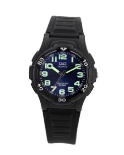 Q&Q Herren-Uhr Silikon Leuchtzeiger 10 Bar schwarz Analog Quarz VP84J003Y von Q&Q