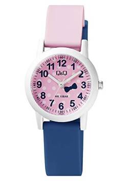 Q&Q Kinder-Uhr Silikon 10 Bar Motiv bunt Lernuhr Analog Quarz (rosa Anker) von Q&Q