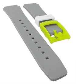 Q&Q SmileSolar | Ersatzarmband Uhrenarmband aus Kunststoff in Grau/Neongrün/Weiß 18mm 31082 von Q&Q