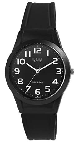 Q&Q Unisex-Uhr Silikon Dornschließe 10 Bar Analog Quarz V25A-00XVY (schwarz) von Q&Q