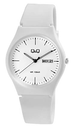 Q&Q Unisex - Uhr Silikonarmband Datumsanzeige Dornschließe 10 Bar (Weiß), A212J002Y von Q&Q