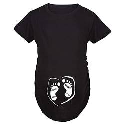 Q.KIM Damen-T-Shirt, Schwangerschaft, lustig, bedruckt mit Aufdruck, Kurzer Griff, Papa Mama-Schwarz, Large von Q.KIM