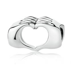 QANDOCCI FUNNALA Europäische 2024 Valentinstag Hand Liebe Herz Perle 925 Silber DIY Fits für Frauen Mode Charms Armbänder Schmuck von QANDOCCI