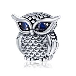 QANDOCCI FUNNALA Europäische Blaue Auge Eule Perle 925 Silber DIY Fits für Frauen Mode Charms Armbänder Schmuck von QANDOCCI