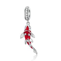 QANDOCCI FUNNALA Europäische Neujahrs Red Lucky Karpfen Bead 925 Silber DIY Fits für Frauen Mode Charms Armbänder Schmuck von QANDOCCI