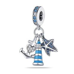 QANDOCCI FUNNALA Europäische Sommer Ozean Seesterne Leuchtturm dangle bead 925 Silber DIY Fits für Frauen Mode Charms Armbänder Schmuck von QANDOCCI