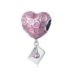 QANDOCCI FUNNALA Europäische Valentinstag Rosa Liebe Herzen Perle 925 Silber DIY Fits für Frauen Mode Charms Armbänder Schmuck von QANDOCCI