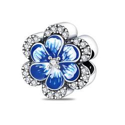 QANDOCCI FUNNALA Europäische blaue Blume Charm Perle 925 Silber DIY Fits für Frauen Mode Charms Armbänder Schmuck von QANDOCCI