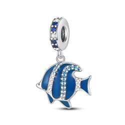 QANDOCCI FUNNALA Europäischer Sommer Blau Ozean Fisch Perle 925 Silber DIY Fits für Frauen Mode Charms Armbänder Schmuck von QANDOCCI